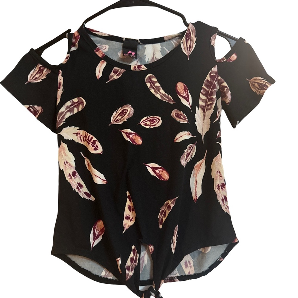Pinc Black Floral Short Sleeve Top